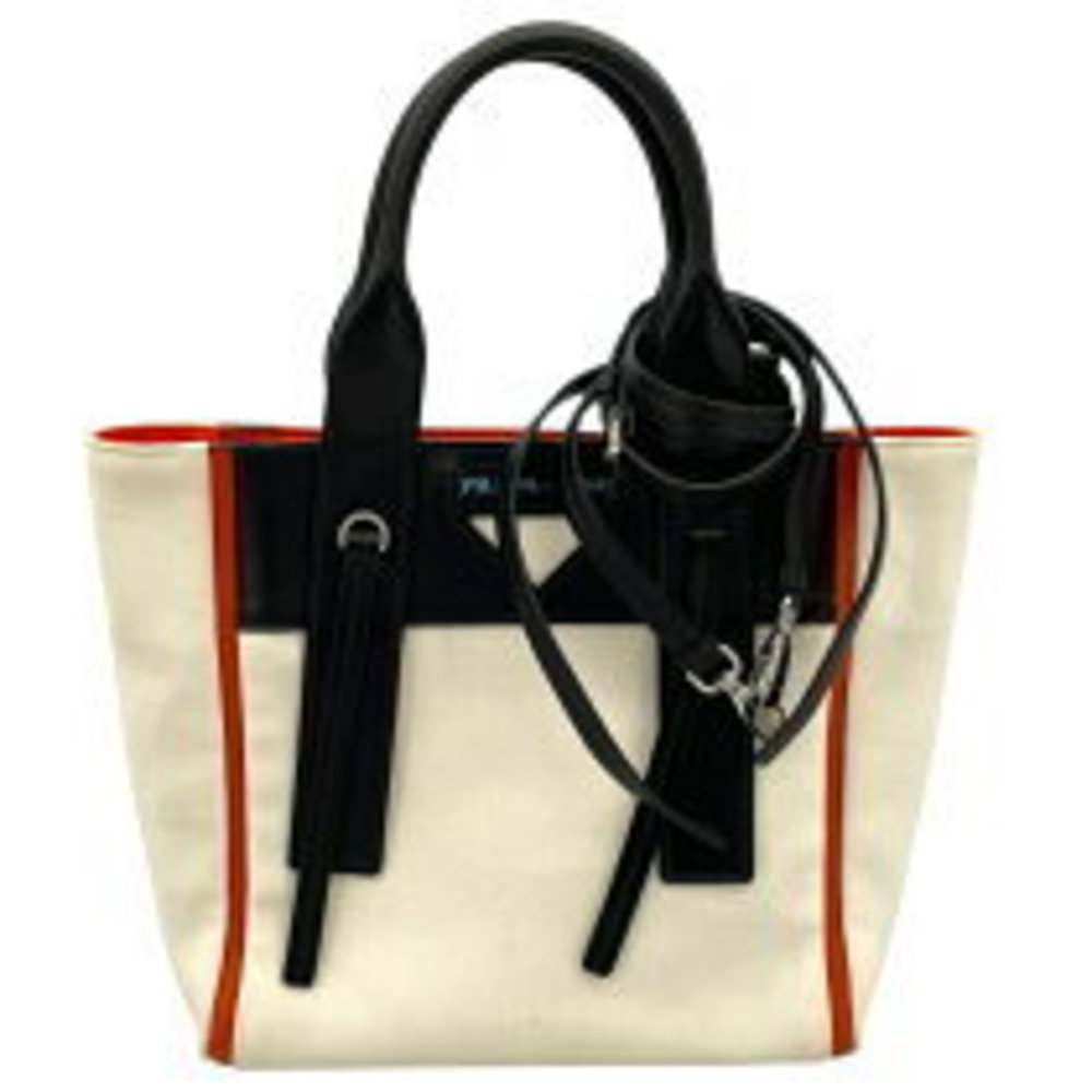 Prada Hand Handbag White Ouverture Canvas